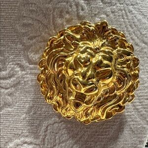 Vintage Anne Klein Gold-Tone Lion Brooch and Clip Earring Set